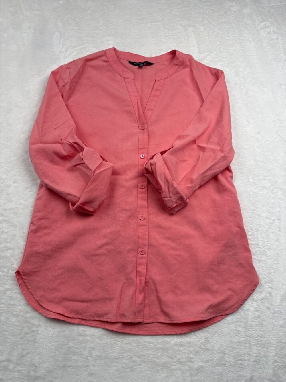 Mario Serrani Womens Button-Down Blouse Rolled Sleeves Medium Pink